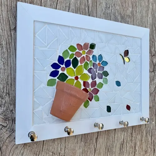 Porta Chaves Mosaico com Vasinho