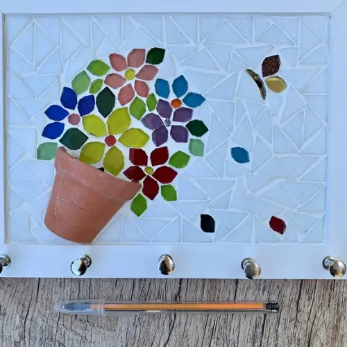 Porta Chaves Mosaico com Vasinho