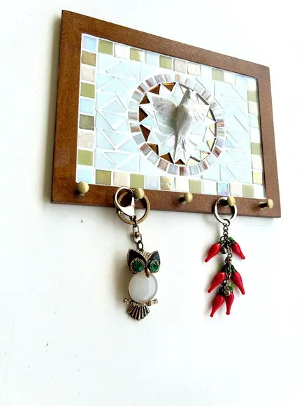 Porta Chaves Mosaico Divino Bege