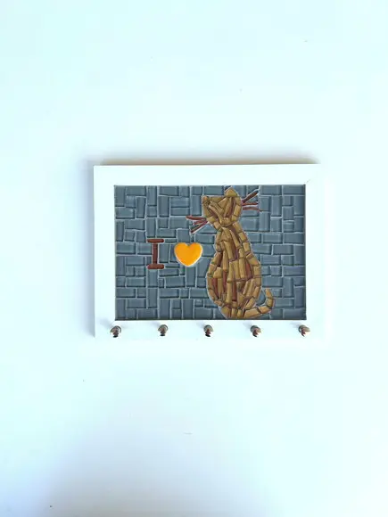 Porta Chaves Mosaico Gatinho