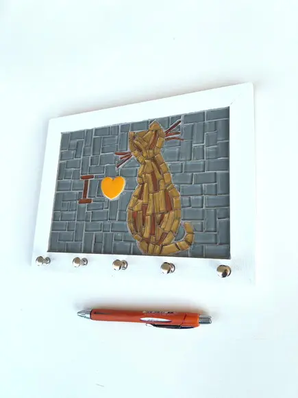 Porta Chaves Mosaico Gatinho