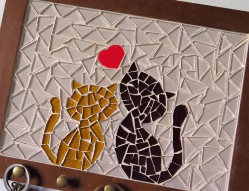 Porta Chaves Mosaico Gatinhos