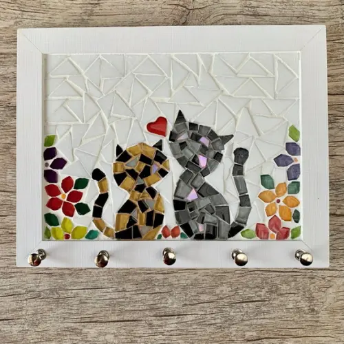 Porta Chaves Mosaico Gatinhos