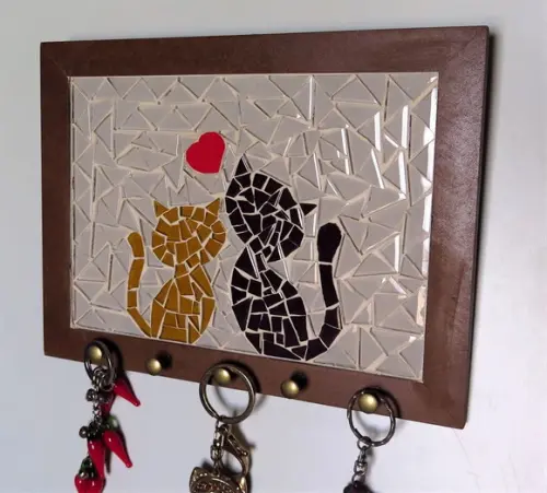 Porta Chaves Mosaico Gatinhos