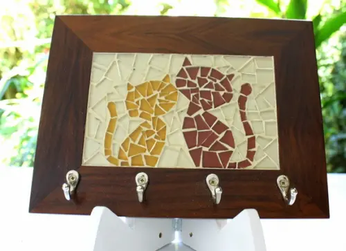 Porta Chaves Mosaico Gatinhos