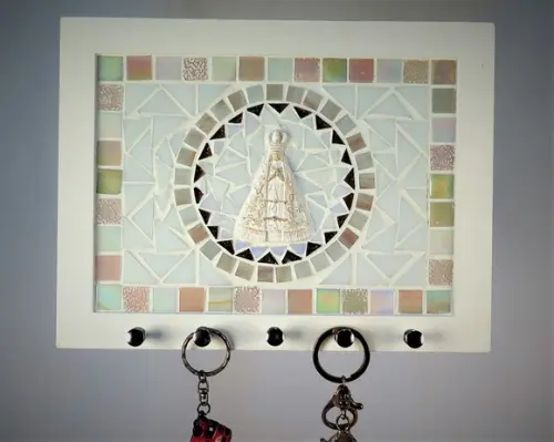 Porta Chaves Mosaico Nossa Senhora Rosé