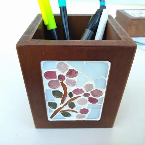 Porta Lápis em Mosaico Cerejeiras