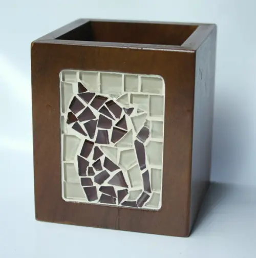 Porta Lápis em Mosaico Gato