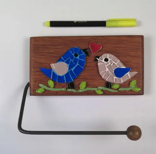 Porta papel higiênico em mosaico pássaros