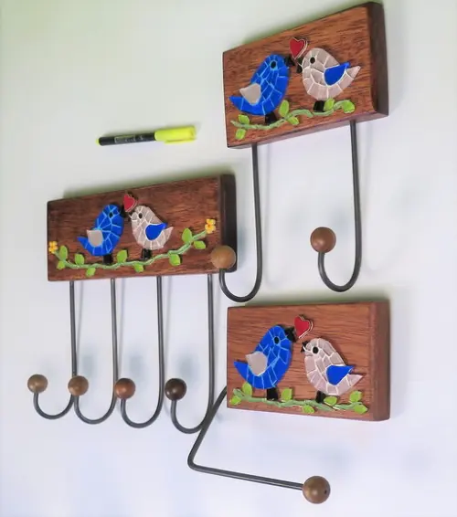Porta papel higiênico em mosaico pássaros