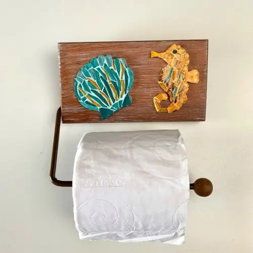 Porta Papel Higiênico em Mosaico Peixe