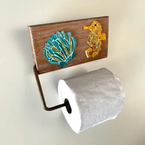 Porta Papel Higiênico em Mosaico Peixe