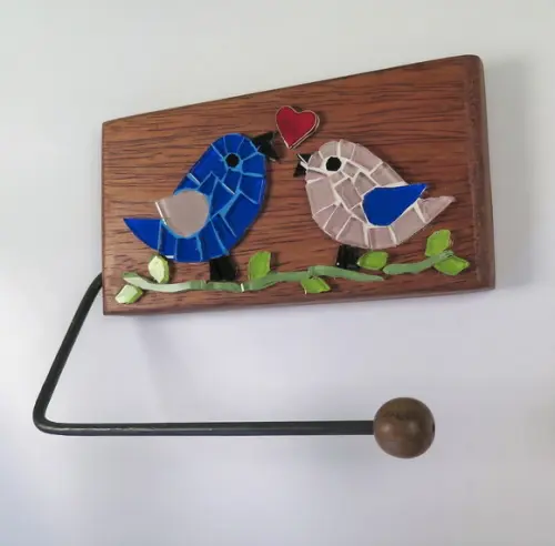 Porta papel higiênico em mosaico pássaros
