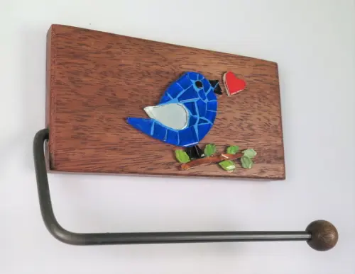 Porta papel higiênico em mosaico pássaros