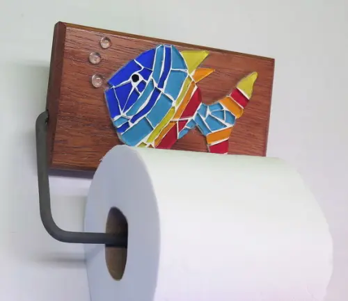 Porta Papel Higiênico em Mosaico Peixe