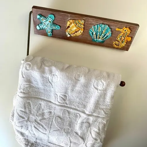 Porta Toalha de Papel em Mosaico Marinho