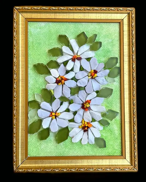 Quadrinho em Mosaico Contemporâneo Margaridas