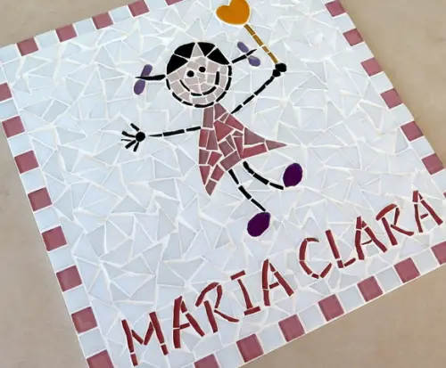 Quadrinho Maternidade Menina em Mosaico