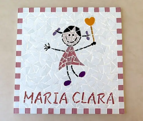 Quadrinho Maternidade Menina em Mosaico
