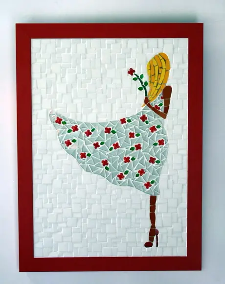 Quadro moça ao Vento