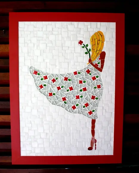 Quadro moça ao Vento