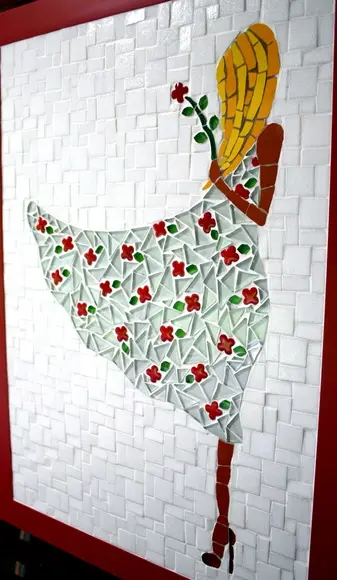 Quadro moça ao Vento