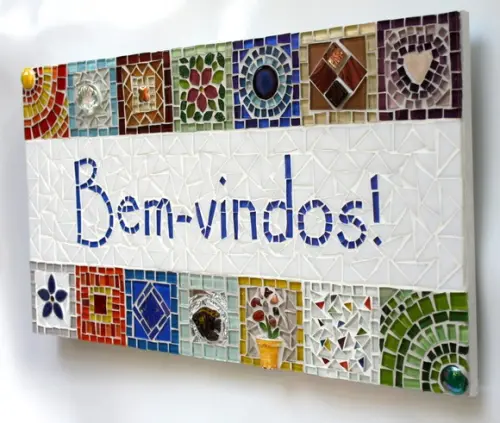 Quadro Bem-vindos em Mosaico
