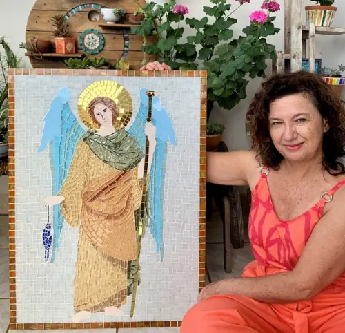Quadro em Mosaico Arcanjo Rafael