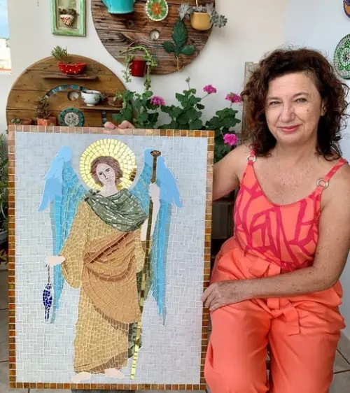Quadro em Mosaico Arcanjo Rafael