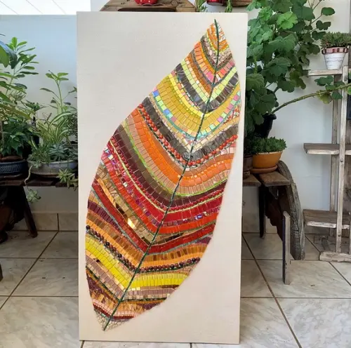 Quadro em Mosaico Folha de Outono