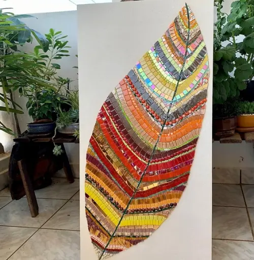 Quadro em Mosaico Folha de Outono