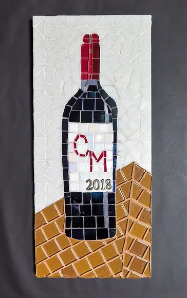 Quadro garrafa de vinho em mosaico
