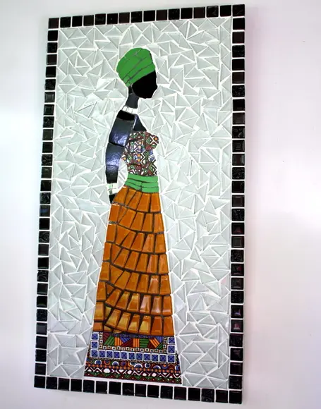 Quadro Jovem Africana em Mosaico