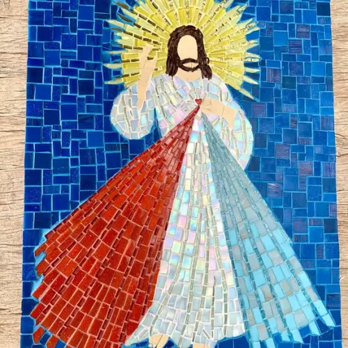 Quadro Jesus Misericordioso em Mosaico