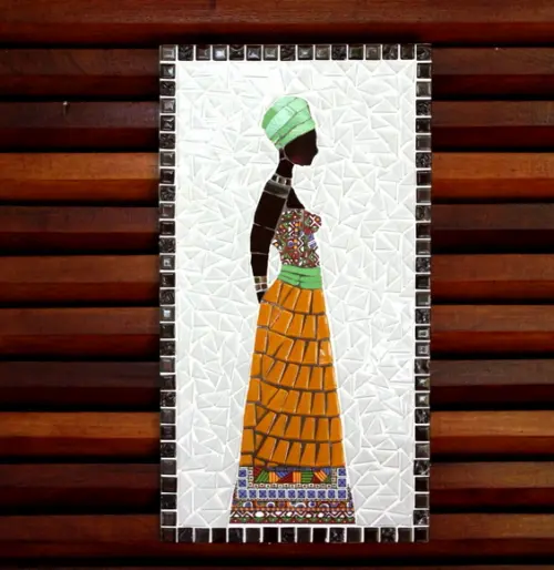 Quadro Jovem Africana em Mosaico