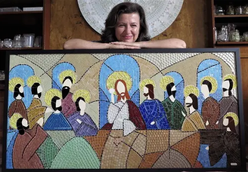 Quadro Santa Ceia em Mosaico