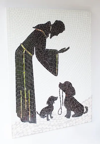 Quadro São Francisco com Cães P&b