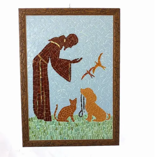 Quadro São Francisco com Cão e Gato