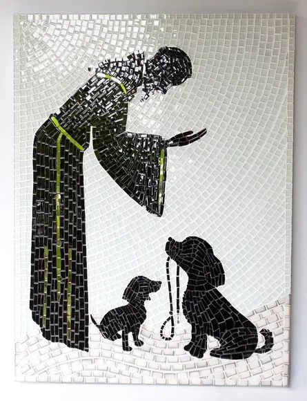 Quadro São Francisco com Cães P&b