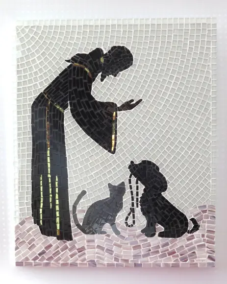 Quadro São Francisco com Cão e Gato