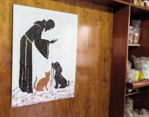 Quadro São Francisco com Cão e Gato
