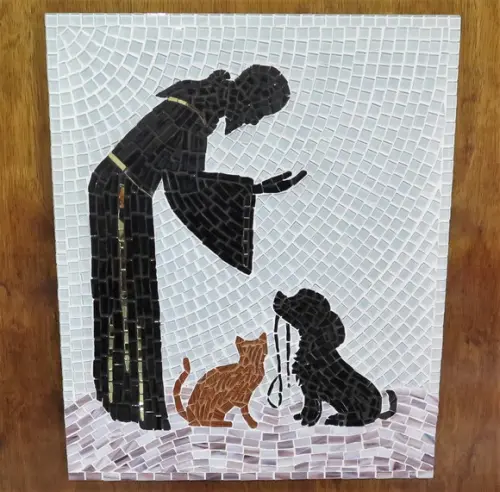 Quadro São Francisco com Cão e Gato