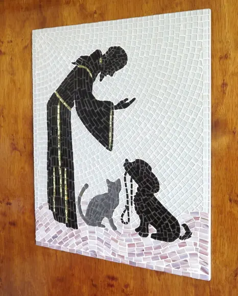 Quadro São Francisco com Cão e Gato