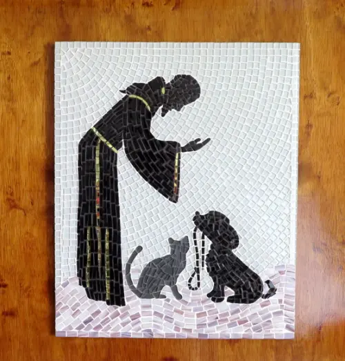 Quadro São Francisco com Cão e Gato