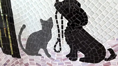 Quadro São Francisco com Cão e Gato