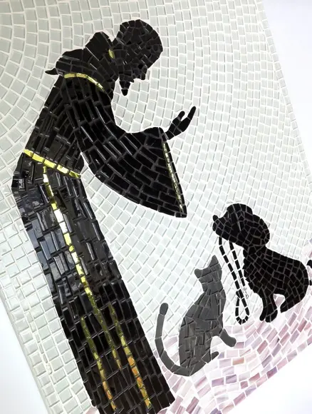 Quadro São Francisco com Cão e Gato