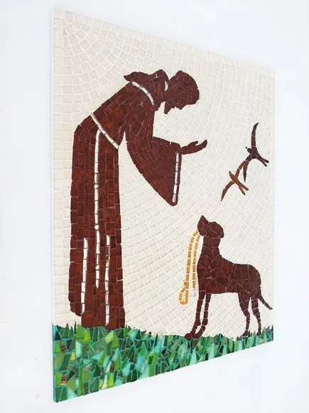 Quadro São Francisco em Mosaico com Dog Área Externa