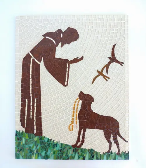 Quadro São Francisco em Mosaico com Dog Área Externa