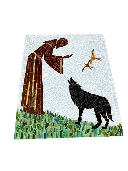 Quadro São Francisco em Mosaico com Lobo Área Externa