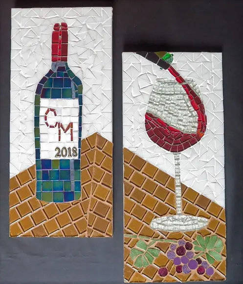 Quadro Taça de Vinho em Mosaico